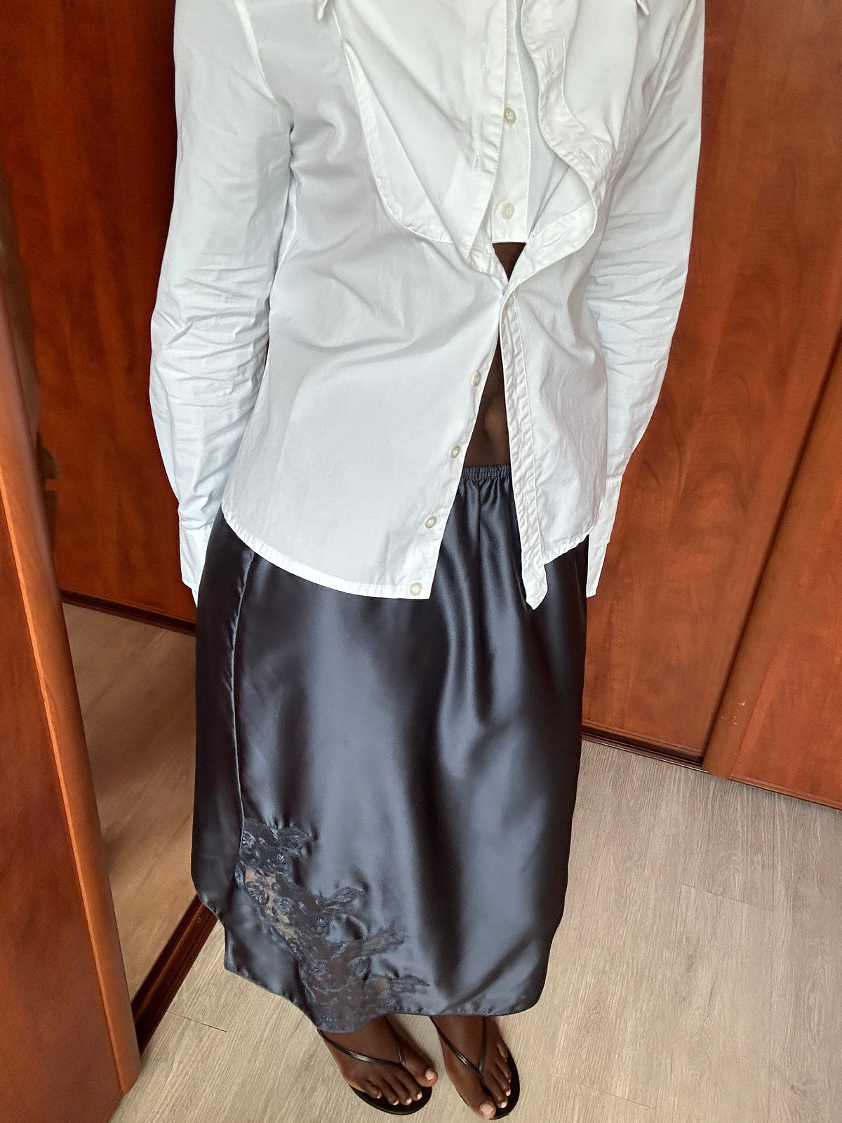 VINTAGE SATIN LACE APPLIQUÉ SKIRT