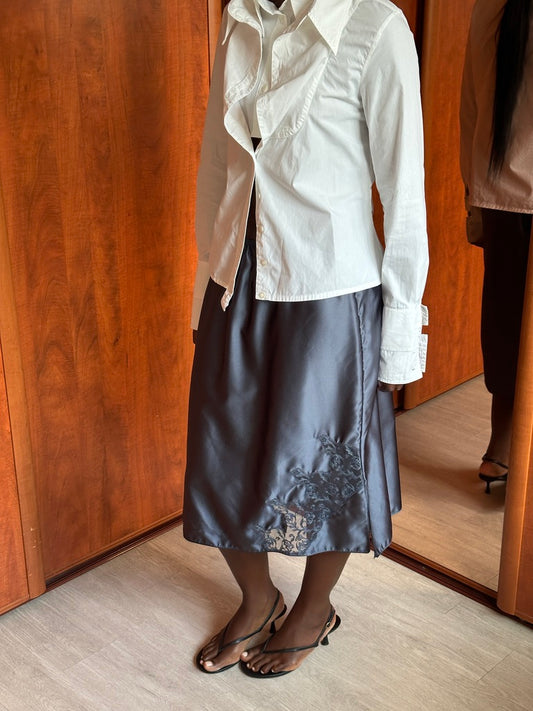 VINTAGE SATIN LACE APPLIQUÉ SKIRT