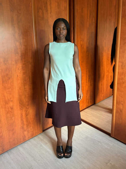 VINTAGE PURPLE FLARED MIDI SKIRT