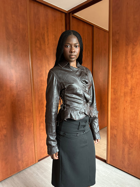 VINTAGE LEATHER PEPLUM JACKET