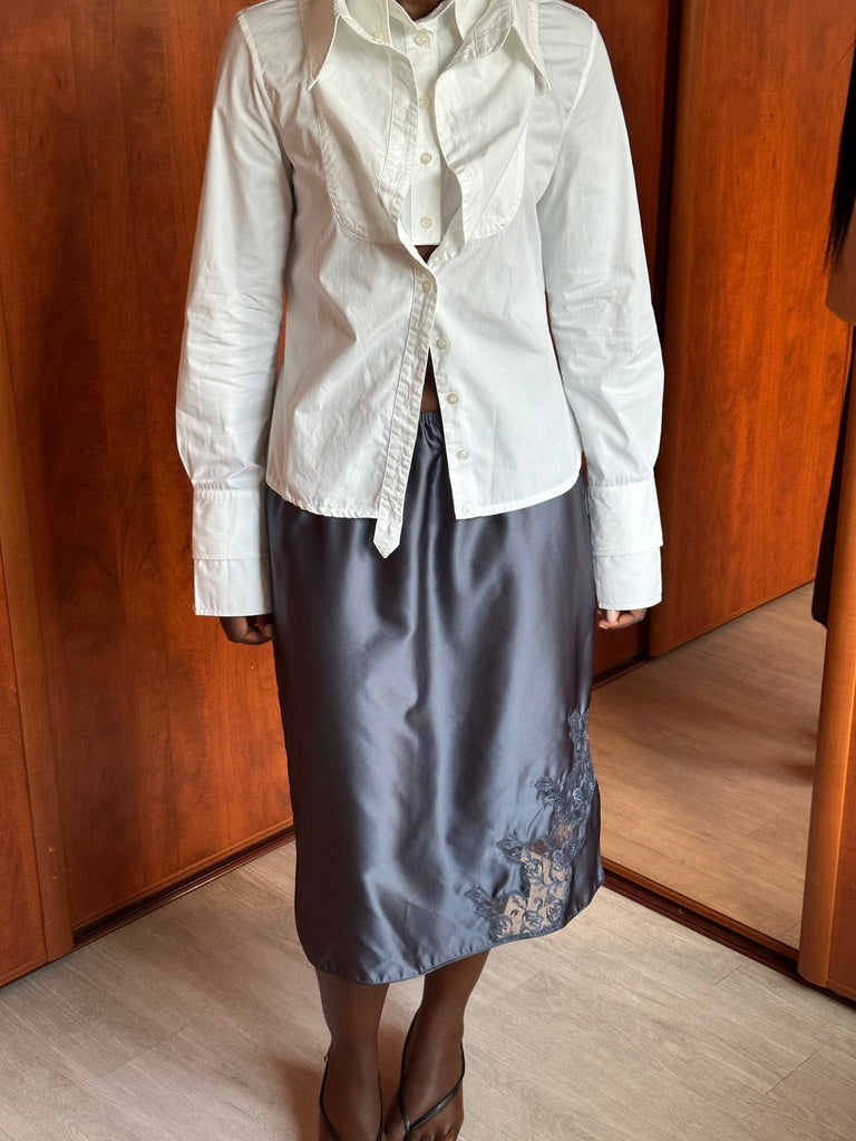VINTAGE SATIN LACE APPLIQUÉ SKIRT