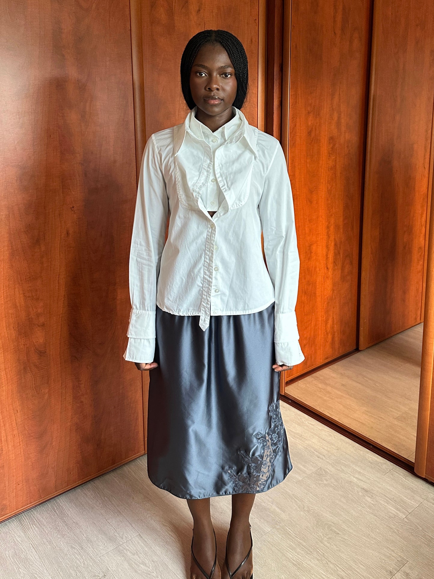 VINTAGE SATIN LACE APPLIQUÉ SKIRT