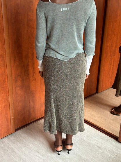 VINTAGE HERRINGBONE MIDI SKIRT