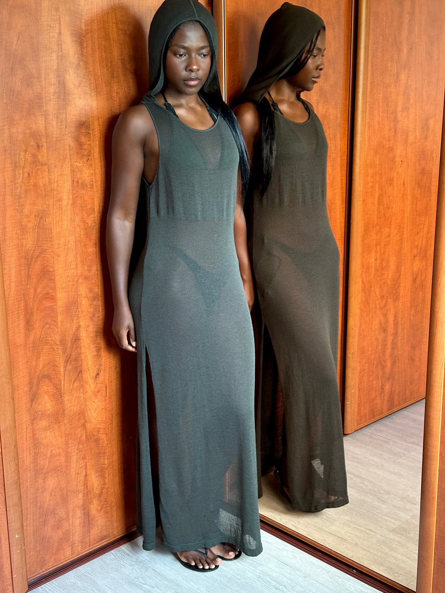 SARAH PACINI HOODED WOOL DRESS