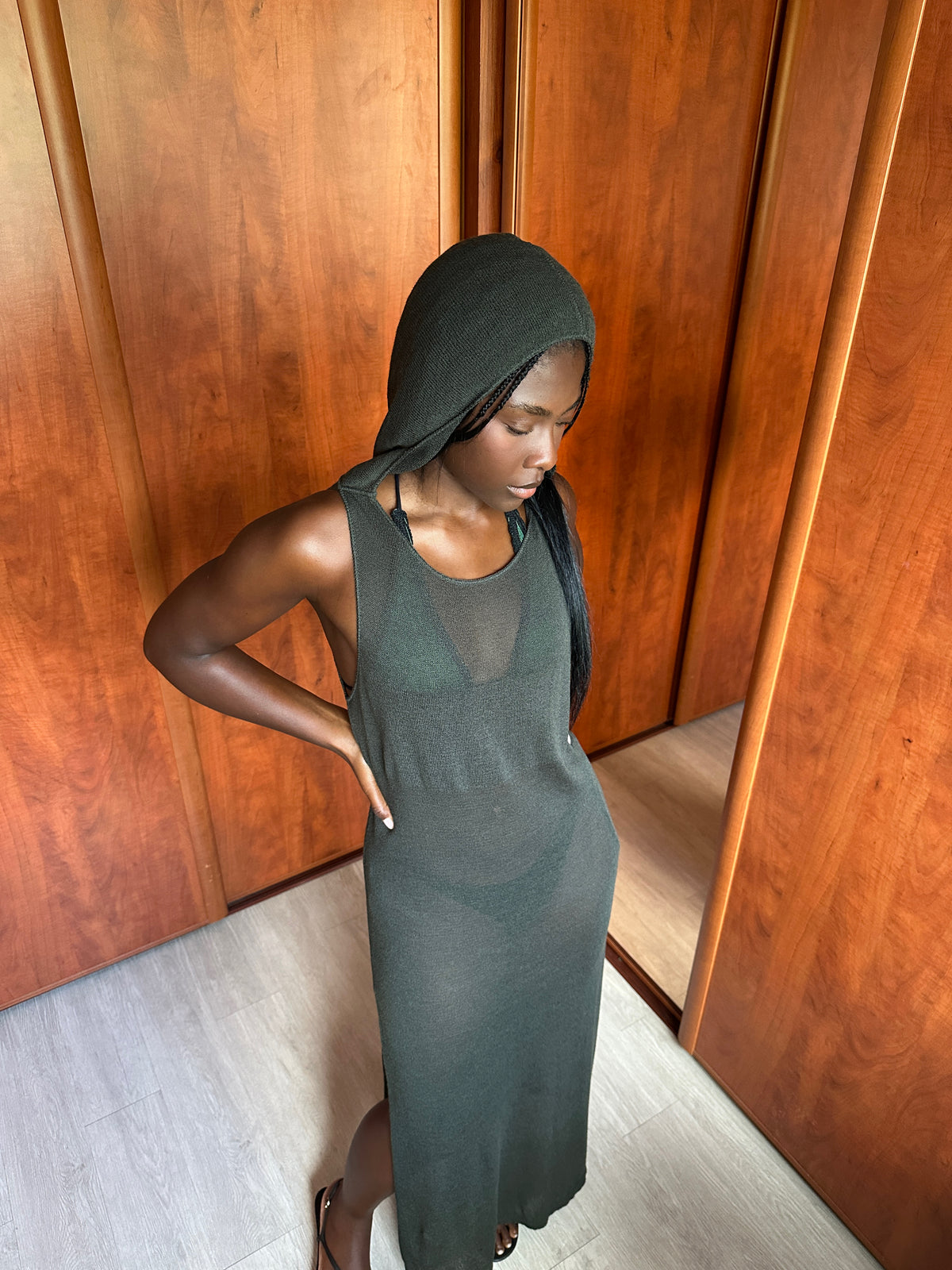 SARAH PACINI HOODED WOOL DRESS