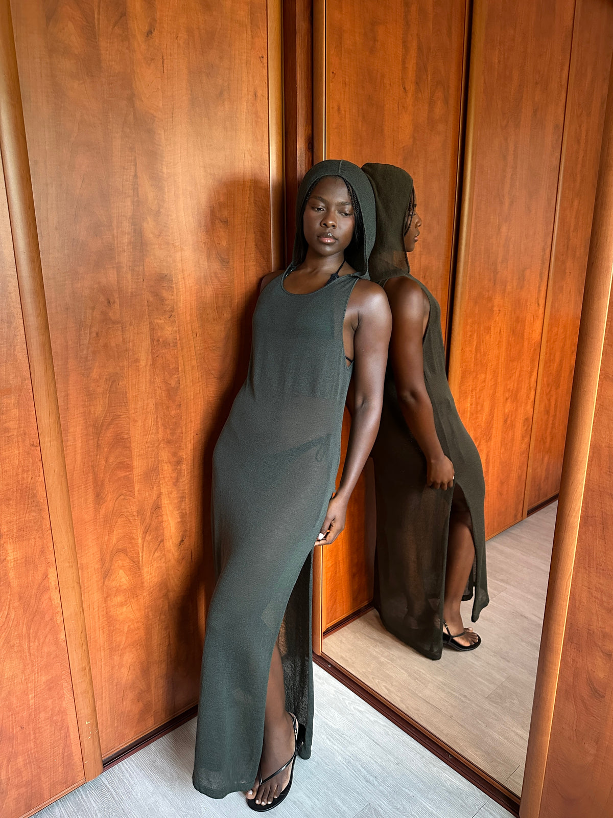 SARAH PACINI HOODED WOOL DRESS