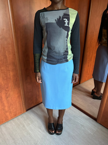VINTAGE BLUE MIDI SKIRT