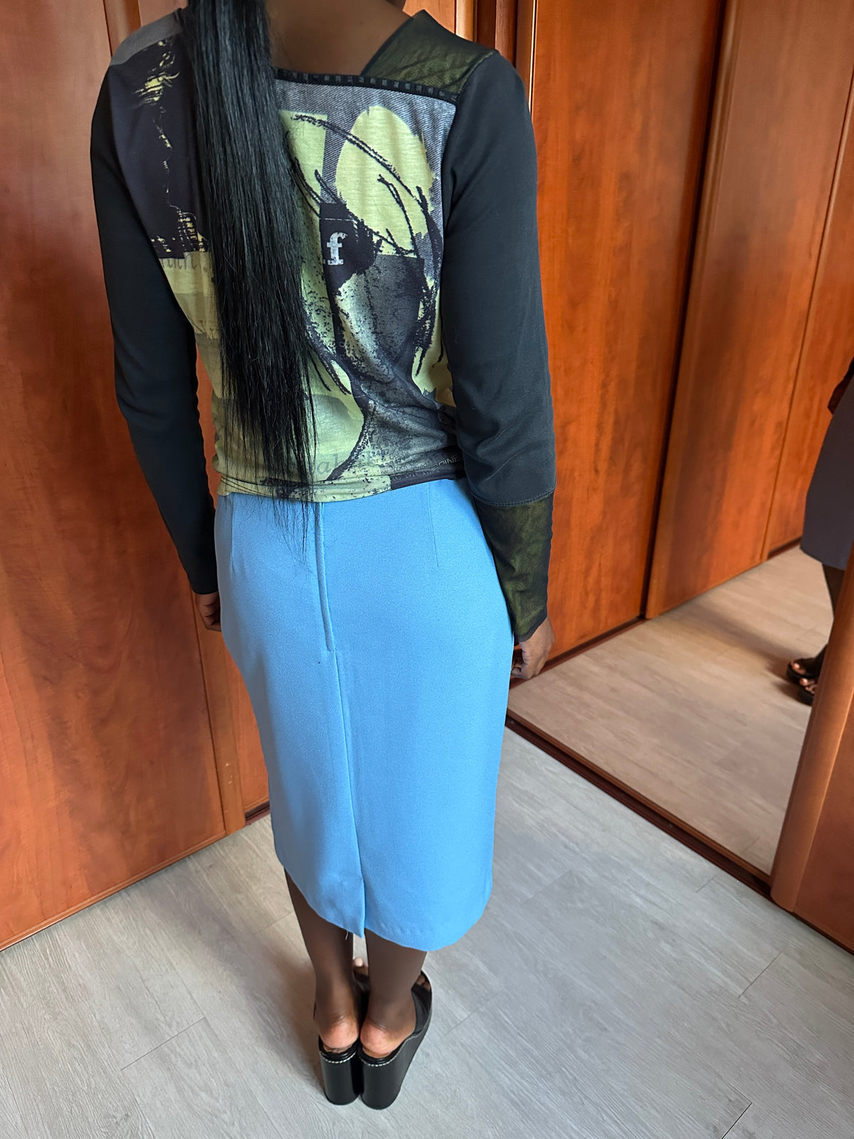 VINTAGE BLUE MIDI SKIRT