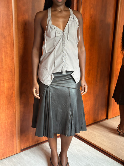 VINTAGE PLEATED LEATHER SKIRT