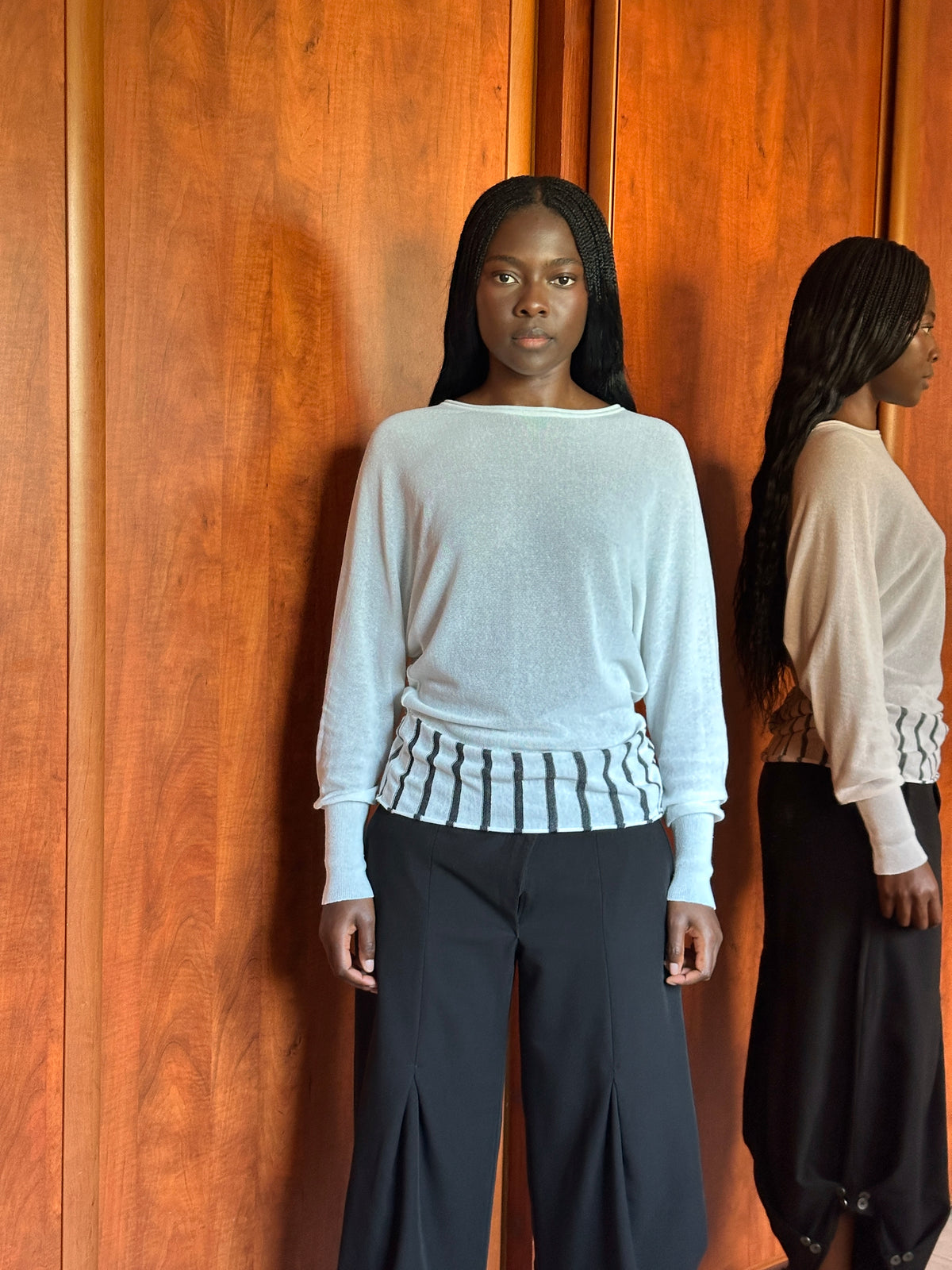SARAH PACINI STRIPED KNIT TOP