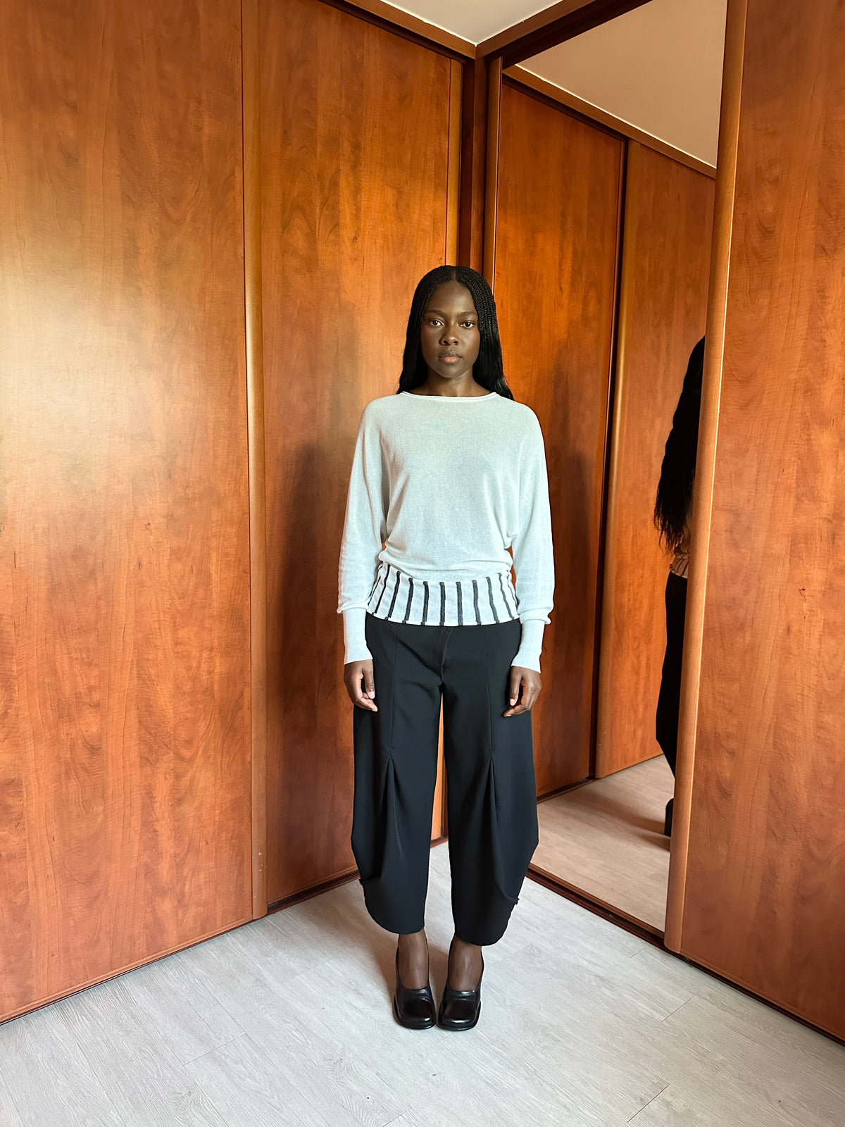 SARAH PACINI STRIPED KNIT TOP