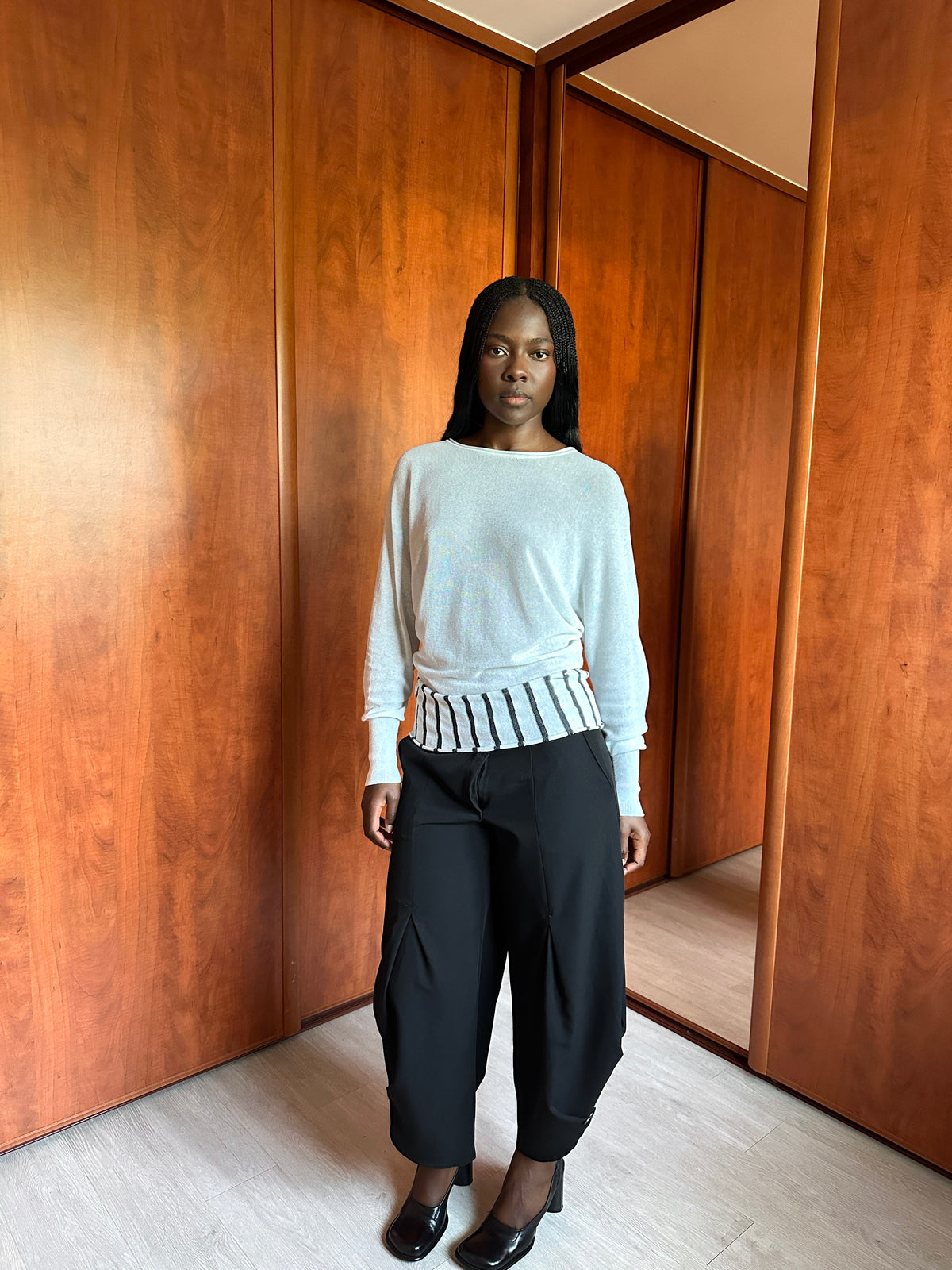 SARAH PACINI STRIPED KNIT TOP