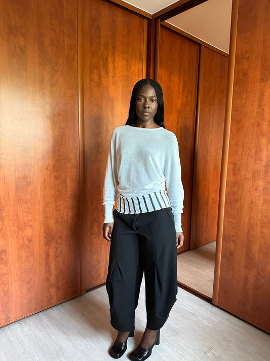 SARAH PACINI STRIPED KNIT TOP