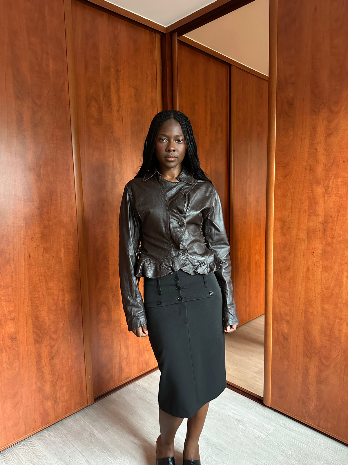 VINTAGE LEATHER PEPLUM JACKET